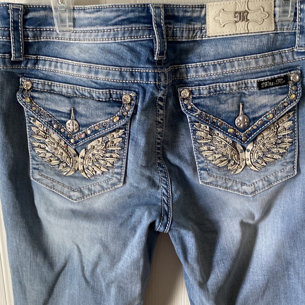 Miss Me light denim jeans, Angel wings on back pockets
